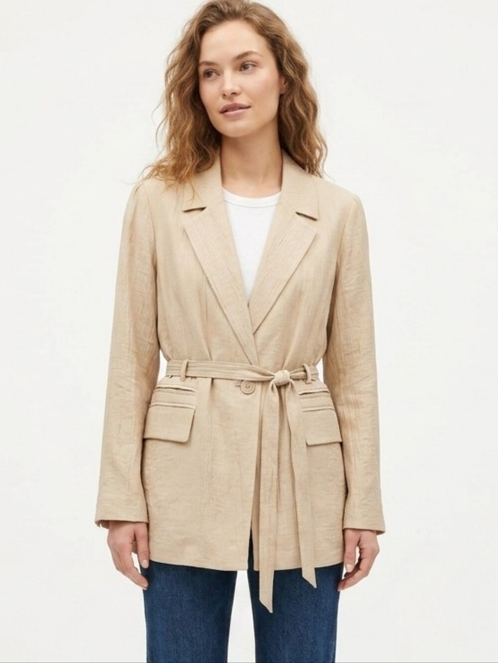 Anthropologie Avec Les Filles Sand Dollar Belted Textured Blazer Jacket M
